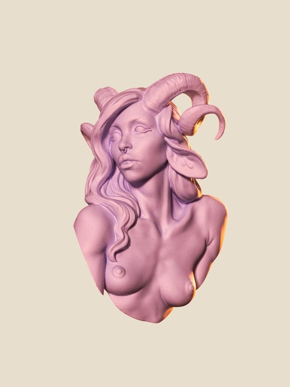 Thess Satyr  printed resin  Bust for miniature painting