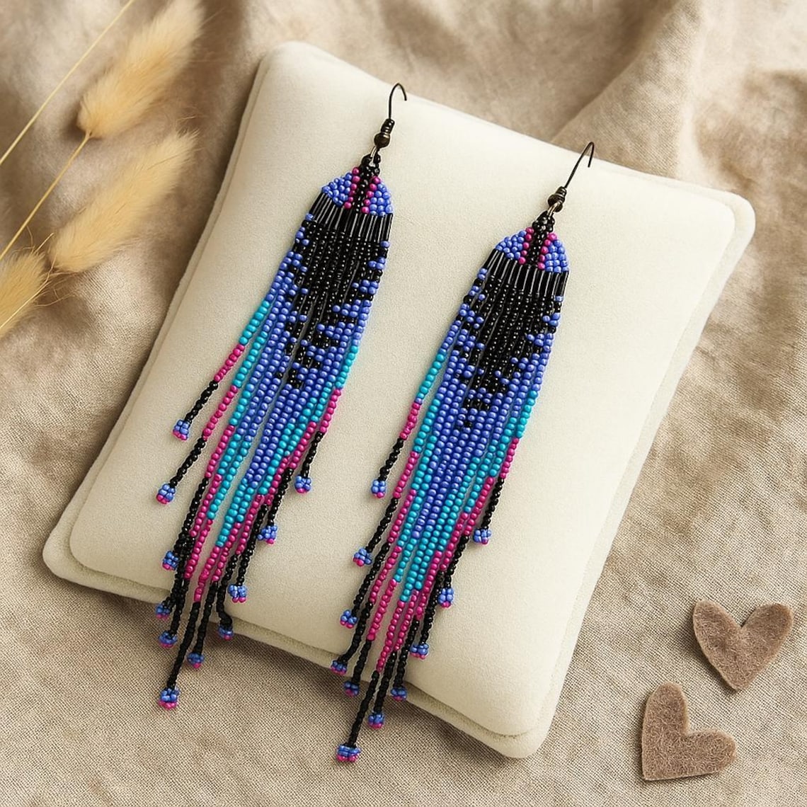 Ultra Long Boho Beaded Tassel Earrings – Handmade Seed Bead Jewelry ...