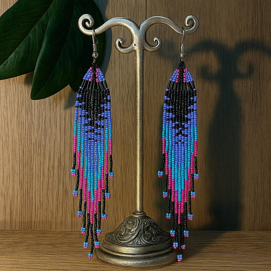 Ultra Long Boho Beaded Tassel Earrings – Handmade Seed Bead Jewelry ...
