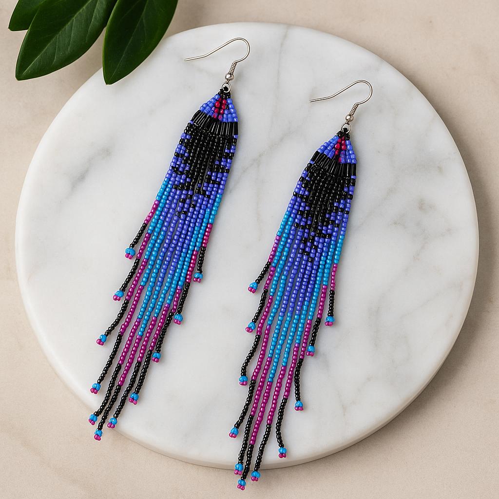 Ultra Long Boho Beaded Tassel Earrings – Handmade Seed Bead Jewelry ...