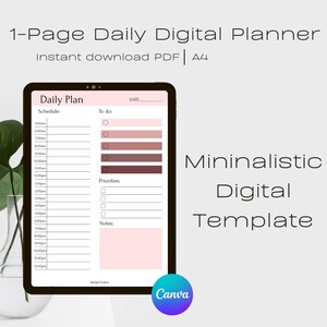Minimalist Daily Digital Planner for GoodNotes – Undated PDF – iPad and Tablet Friendly