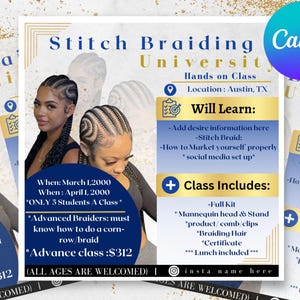 Editable Masterclass Flyer, Class Flyer, Course Flyer, Training Course Flyer Template, Lash Class, Nail Class, Beauty Class Template