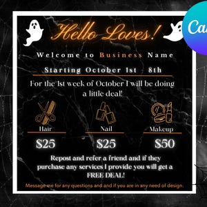 Halloween Flyer, October Booking Flyer, Editable Canva Halloween Event Flyer, Fall Festival Flyer, Spooky Halloween Flyer, October Flyer