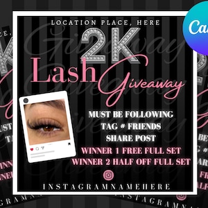 DIY Giveaway Flyer Template: Customizable Raffle Announcement (Canva Editable, Digital Download)