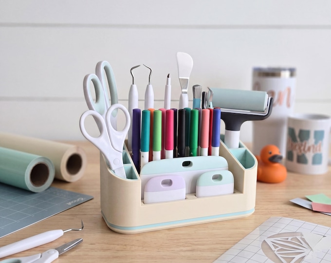 Custom Cricut Maker Tool Organizer Box | Craft Storage for Pens, Scissors, Weeding Tools & Accessories | Two Tone Custom Colors | Matte