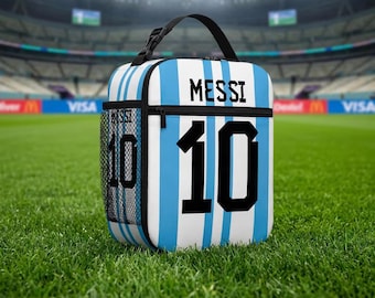 Messi Soccer Lunch Bag Insulated Kids Lunch Box Boys Football Cooler Tote Argentina Fan Gift Back to School Inter Miami Custom Sports Bag