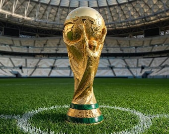 World Cup Soccer Trophy Replica, Sports Fan Gift, Fantasy Football Champion Award, Man Cave Decor, Custom Gold Tournament Cup