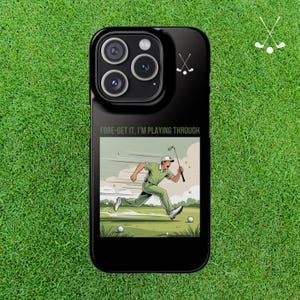 Funny Golf Phone Case, Cartoon iPhone 15 Snap Cover, Wireless Charging, Golf Gift for Him or Her, Golf Trip Accessory