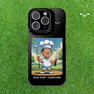 Funny Golf Phone Case, Cartoon iPhone 15 Snap Cover, Wireless Charging, Golf Gift for Him or Her, Golf Trip Accessory