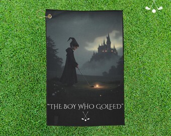 Fun Harry Potter Golf Towel, Funny Wizard Gift for Golfers, Magical Golf Accessory, Fantasy Sport Towel for Him or Her
