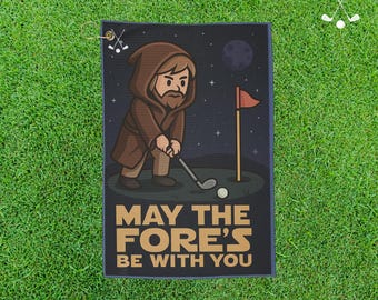 Funny Star Wars Golf Towel, May the Course Be With You Gift, Colorful Microfiber Towel for Golfers