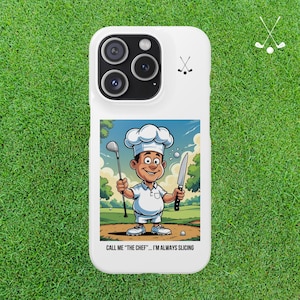 Funny Golf Phone Case, Cartoon iPhone 15 Snap Cover, Wireless Charging, Golf Gift for Him or Her, Golf Trip Accessory