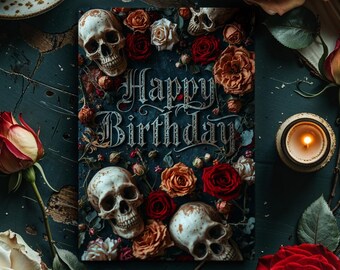 Ashen Garden – Cartão de Aniversário para Imprimir (4x6 e 5x7) | Download Digital Instantâneo | Série Relicário Gótico