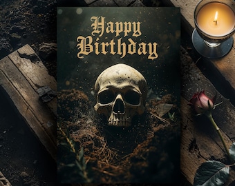 Juramento da Terra – Cartão de Aniversário para Imprimir (4x6 e 5x7) | Download Digital Instantâneo | Série Gótica Sombria