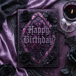 Reliquiario Violetto – Biglietto d'auguri stampabile (4x6 e 5x7) | Download digitale immediato | Biglietto d'auguri gotico