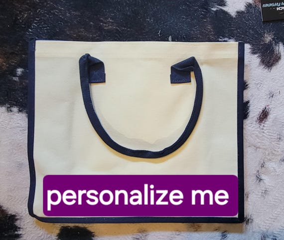 Personalized Canvas Tote Bag: Custom Print, Colored Handles