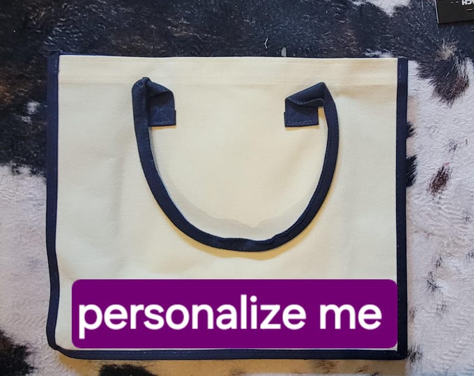 Personalized Canvas Tote Bag: Custom Print, Colored Handles