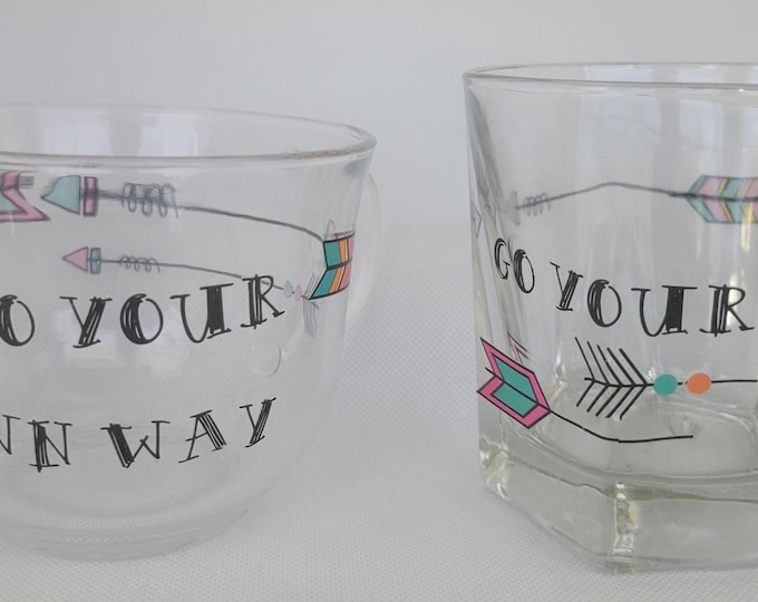 Matching Tea and Whiskey Glass Set with Unique Glassware Gift for Couples