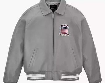 Grijs Avirex-bomberjack heren | American Flight echt rundleer van TrendTribeStorePK