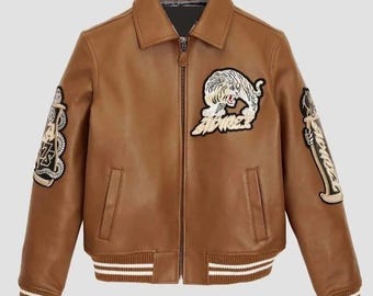 Herren Brown Avirex Echtleder Bomberjacke | American Flight Style von TrendTribeStorePK