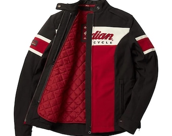 Chaqueta de motociclista Madison de malla negra y roja para mujer de Indian, de TrendTribeStorePK.