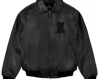 Chaqueta bomber negra Avirex American para hombre, estilo aviador, de piel de vacuno auténtica, de TrendTribeStorePK