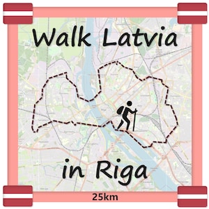 Visite à pied GPX du pays de la Lettonie - Randonnée dans la ville de Riga de 25 km - Itinéraire par carte à téléchargement numérique - Guide de voyage de la Baltique - Aventure unique en Lettonie