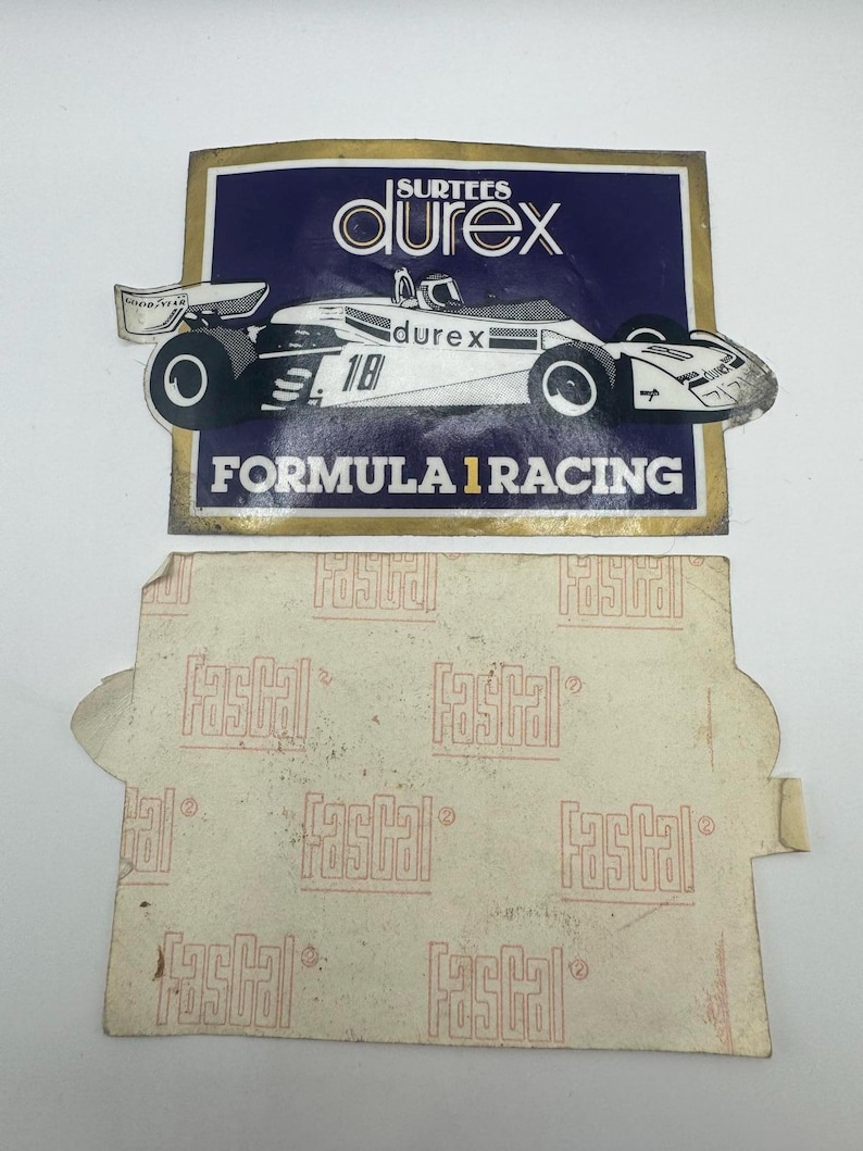 Durex Surtees Formula 1 Racing Vintage Sticker Decal Classic Memorabilia image 1