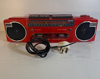 Philips Moving Sound D8078 Rainbow Boombox Red, zeldzame jaren 80, door PAT getest, werkend