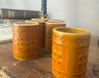 Vintage Hornsea Saffron Spice Pots Carousel Stand 1970s Retro Kitchen Decor