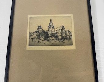 Early 20th Century  Robert Houston RSW Original Signed Etching - Glasgow Cathedral - Limited Edition - Black and White | Prints & Artwork