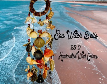 Handcrafted Sea Witch Bells: Shells, Bells, Energy Cleansing, Wind Chimes, Protection Charm