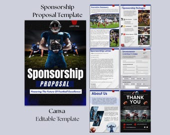 American Football Sponsorship Proposal Template | Sports Sponsor Packet Football Event | Event Sponsorship, Athlete Team Fundraising | Canva