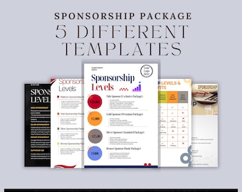 Plantilla de niveles de patrocinio / Folleto de niveles de patrocinio para organizaciones sin fines de lucro / Paquete de patrocinio para eventos corporativos / Plantilla de campaña de recaudación de fondos / Canva PTO