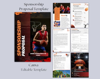 Basketball Sponsorship Proposal Template | Sports Fundraising Kit | Sponsorship Levels | Team Tournament Package | Request Letter | Canva
