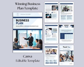 Plantilla de plan de negocios / Desarrollo de un planificador de negocios exitoso / Presentación de una pequeña empresa / Cuaderno de trabajo para emprendedores de nueva creación / Canva