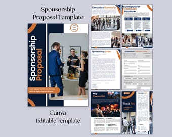 Propuesta de patrocinio de eventos / Plantilla de recaudación de fondos / Paquete de patrocinio / Carta y formulario de patrocinio / Eventos corporativos / Conferencias / Canva