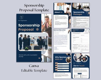 Propuesta de patrocinio / Plantilla de recaudación de fondos / Paquete de patrocinio / Eventos corporativos / Conferencias / Presentación de patrocinio editable / Canva