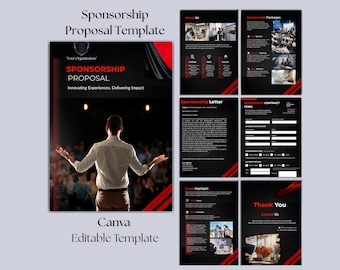 Event Sponsorship Proposal | Fundraising Template | Sponsorship form | Editable Canva Pitch Deck | Corporate Events | Sponsor levels,letter