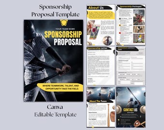 Baseball Sponsorship Proposal Template | Sports Sponsorship Packet | Editable Team Fundraiser | Sponsor levels, form | Youth Team | Canva