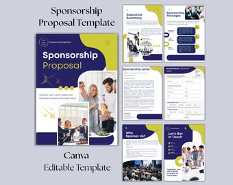Propuesta de patrocinio de eventos / Presentación editable en Canva / Propuesta de evento sin fines de lucro / Plantilla para recaudación de fondos de patrocinadores corporativos