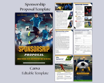 Soccer Sponsorship Proposal Template | Sports Sponsorship Packet | Soccer team sponsor | Youth Team Fundraiser | Sponsor letter,form | Canva