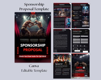 Sports Sponsorship Proposal Template | MMA Boxing Sponsor Package | Event Proposal | Fundraising Template | combat sports | Canva