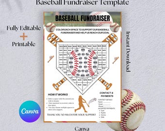 Recaudación de fondos de béisbol / Fill My Base / Folleto de recaudación de fondos / Recaudación de fondos del equipo / Liga de viaje / Donaciones de patrocinadores de béisbol / Mamá beisbolera / Canva