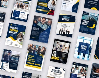 Professional Corporate Business Social Media Templates | Instagram & LinkedIn post | Branding Kit | Modern Posts Bundle | Marketing | Canva