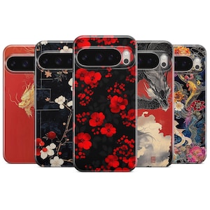 Japanese Flower Phone Case Aesthetic Chinese Art Cover for Pixel 9 Pro 8, 7, 6A Samsung S25 Ultra S24 Fe, S23 A16, A15 iPhone 16 Pro 15 14