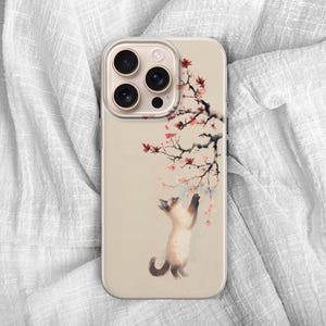 Funda de teléfono con diseño de gato japonés para iPhone 17 Pro, 15, 14, 13 Pro, 12, Samsung S25 Plus, S24 Fe, S23, A56, A16, A15, Pixel 9A, 8, 7