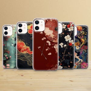 Funda japonesa con arte chino para iPhone 17e, 15 Pro, 14, 13, 12 mini, Samsung S25 Ultra, S24 Fe, A56, A16, A15, Pixel 9 Pro XL, 8A, 7, 6