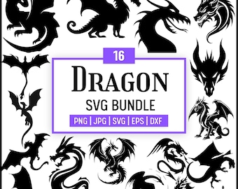 Dragon SVG Bundle: Silhouette Clipart for Cricut (Commercial Use, Digital Download