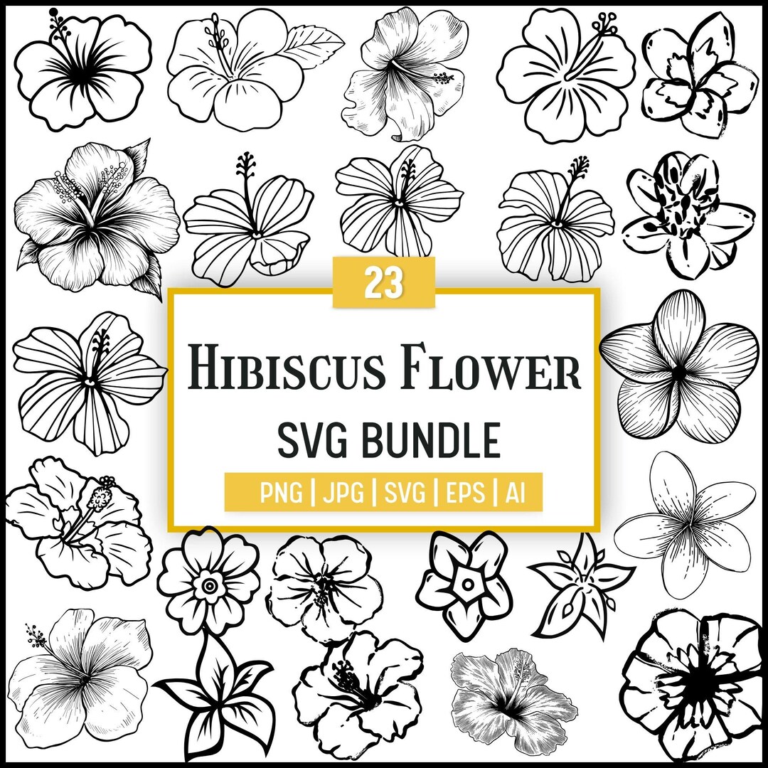 Hibiscus Flower SVG Bundle: Tropical Hawaiian Clip Art (digital ...